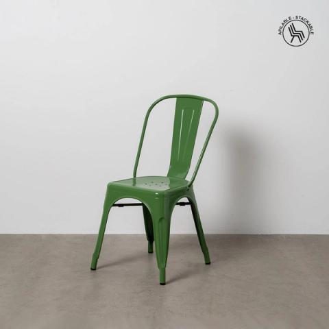 Silla apilable Dallas verde de acero
