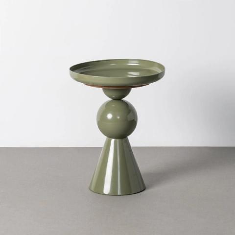 Mesa auxiliar verde con esfera y cono