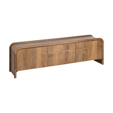 Mueble de TV de mango con frente curvo, vista general
