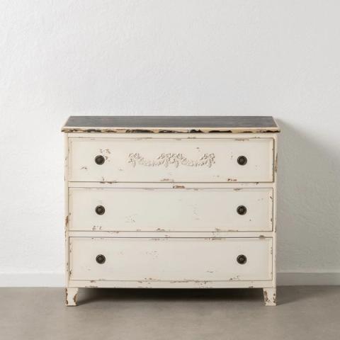 Cómoda blanca con acabado rozado