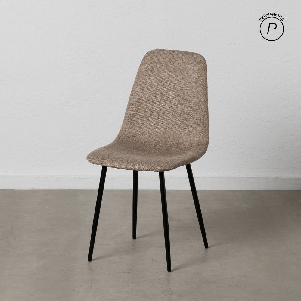 Silla taupe tapizada con patas de metal