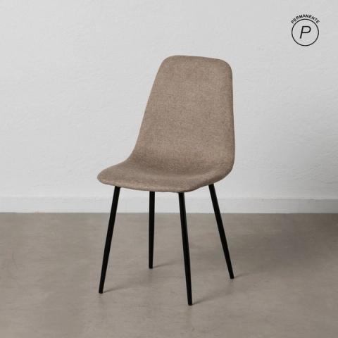 Silla taupe tapizada con patas de metal