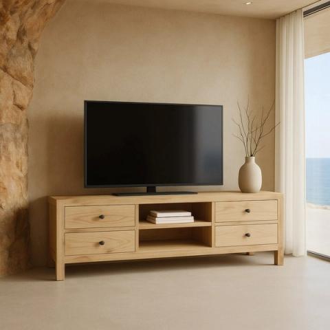 Mueble de TV Mindi con cajones y huecos