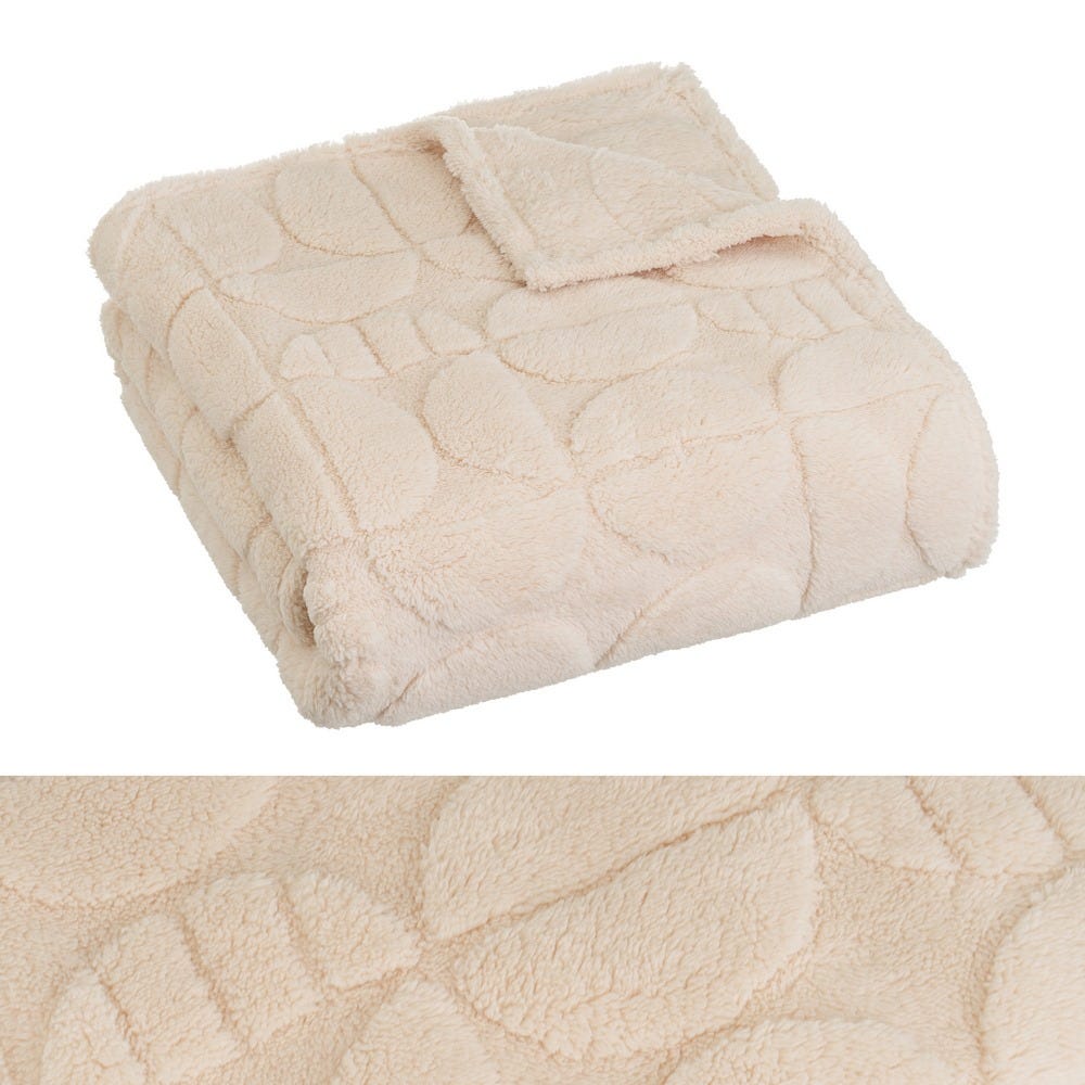 Manta jacquard sherpa Mid Century natural — vista completa