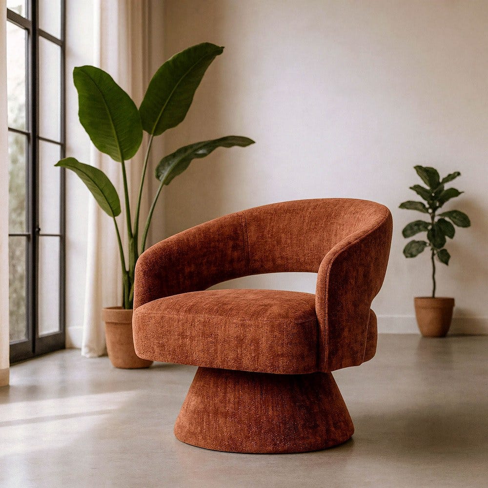 Sillón giratorio teja de base central