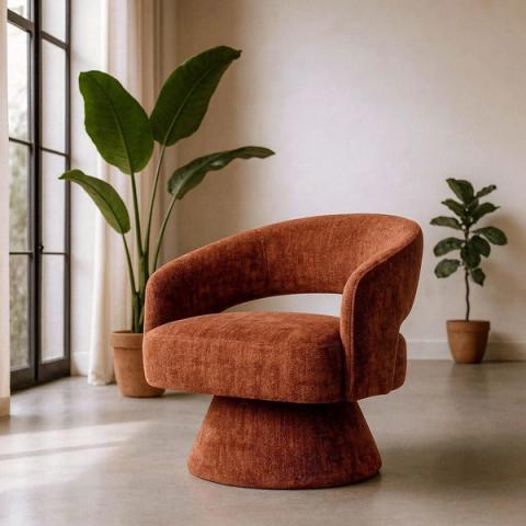 Sillón giratorio teja de base central