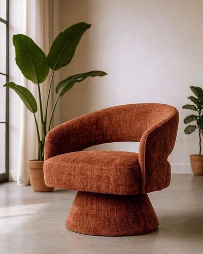 Sillón giratorio teja de base central