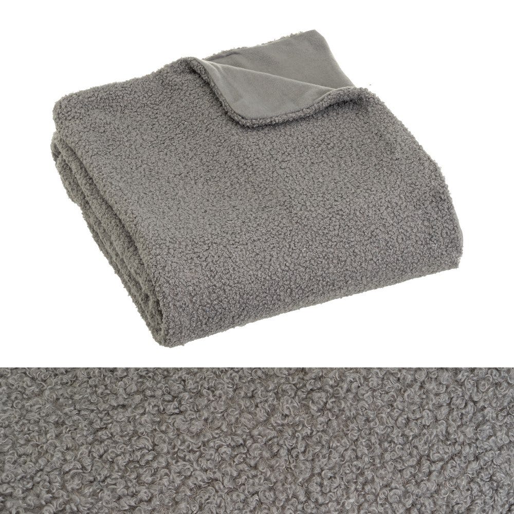 Manta sherpa-polar Bouclé gris — vista completa