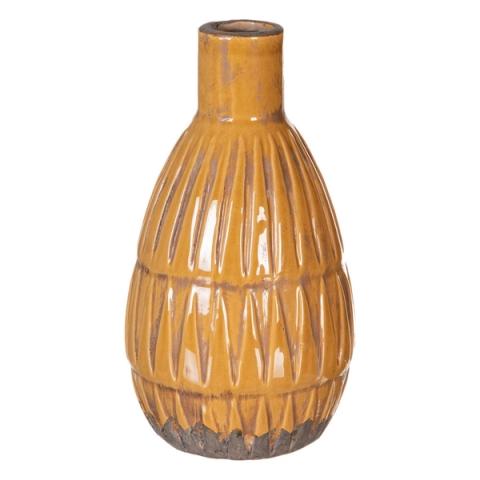 Jarrón botella mostaza de nervios en relieve
