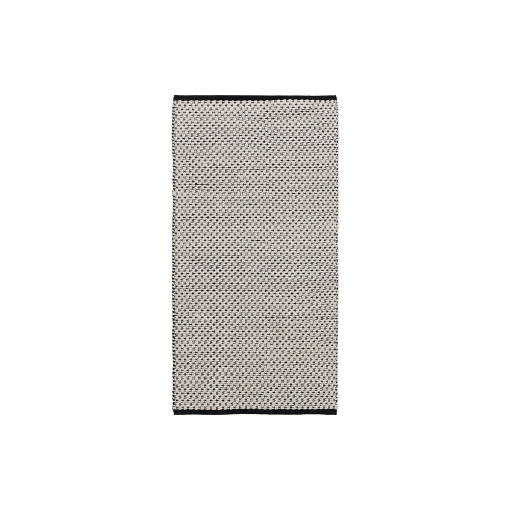 Alfombra blanca y negra de lana, algodón y PET — vista completa