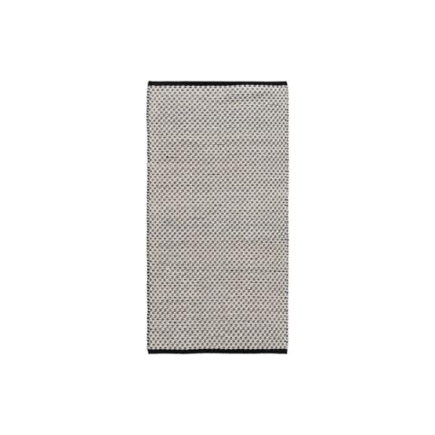 Alfombra blanca y negra de lana, algodón y PET — vista completa