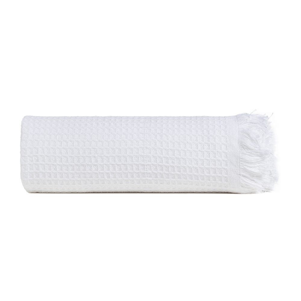 Plaid Panal blanco de algodón reciclado — vista completa