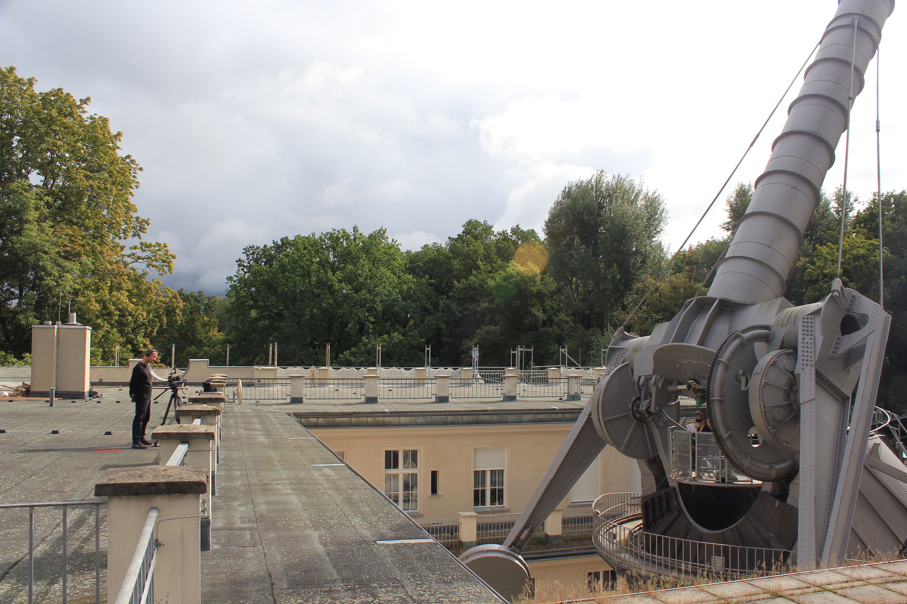 Refractor reading video shooting at Great Refractor Telescope for PPKK 07.00 by Sarah Ancelle Schoenfeld and Louis-Philippe Scouraras at Archenhold Observatory Berlin