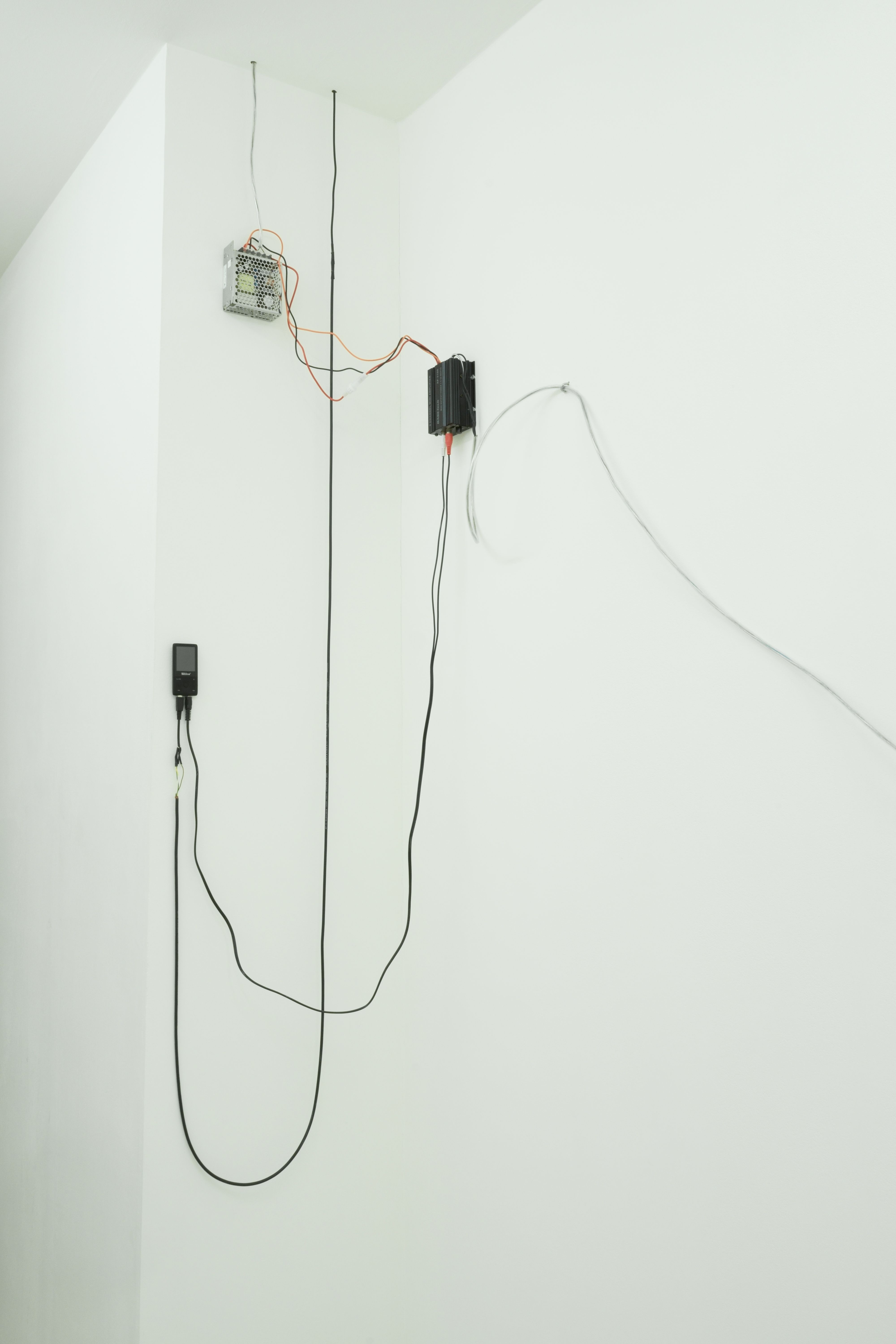 Installation view of electronic components of PPKK 02.00 by Sarah Ancelle Schoenfeld and Louis-Philippe Scoufaras at Schwules Museum Berlin