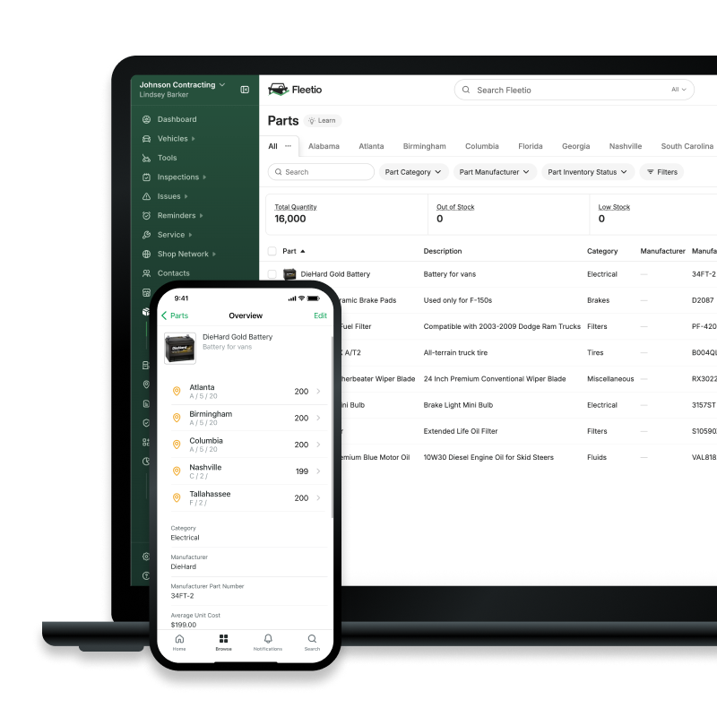 Fleetio fleet management software