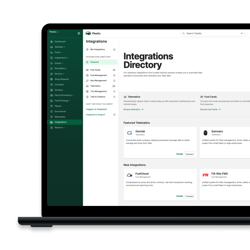 Fleetio's fleet management software