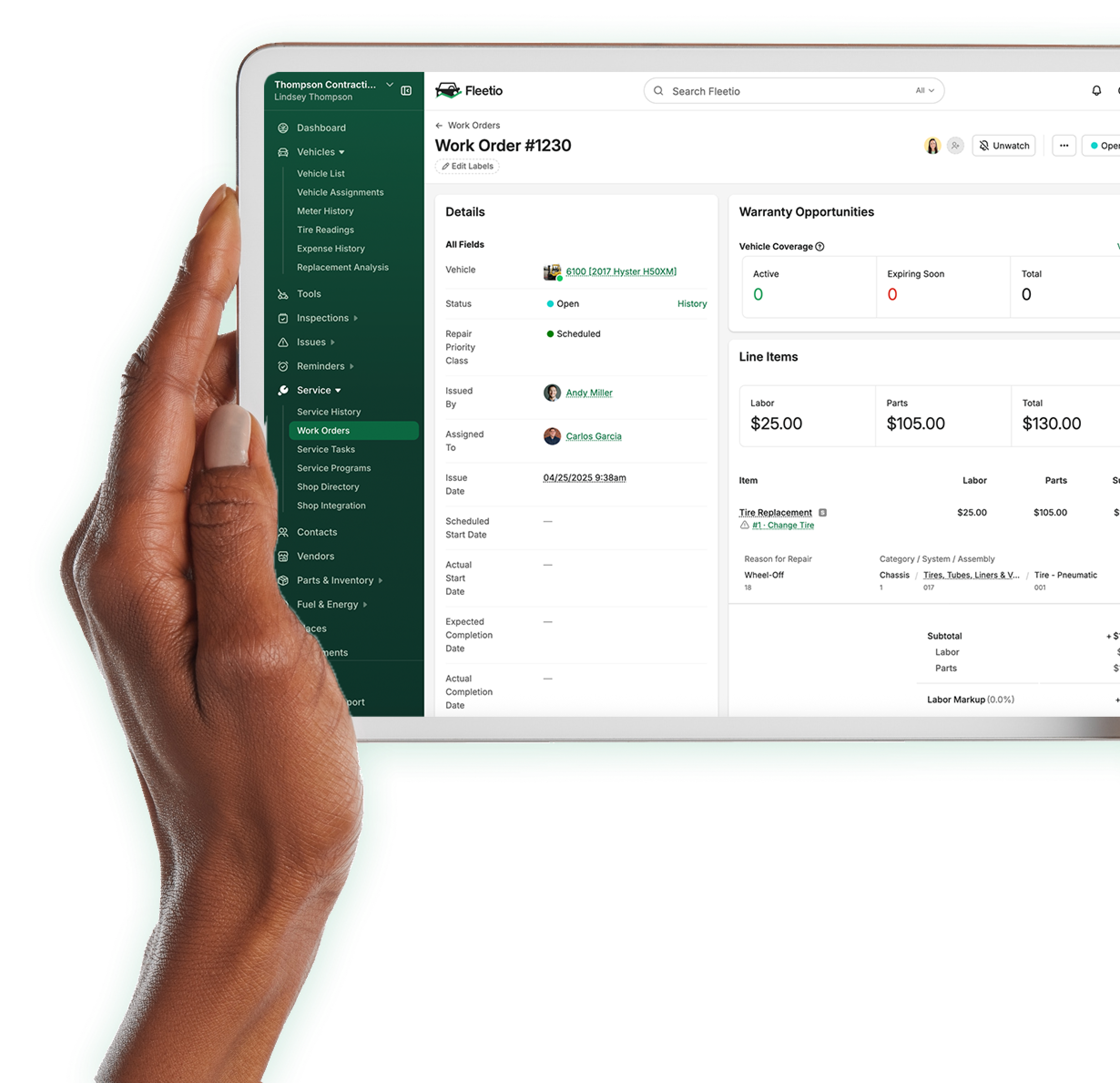 Fleetio displaying a fleet-wide cost and utilization report.