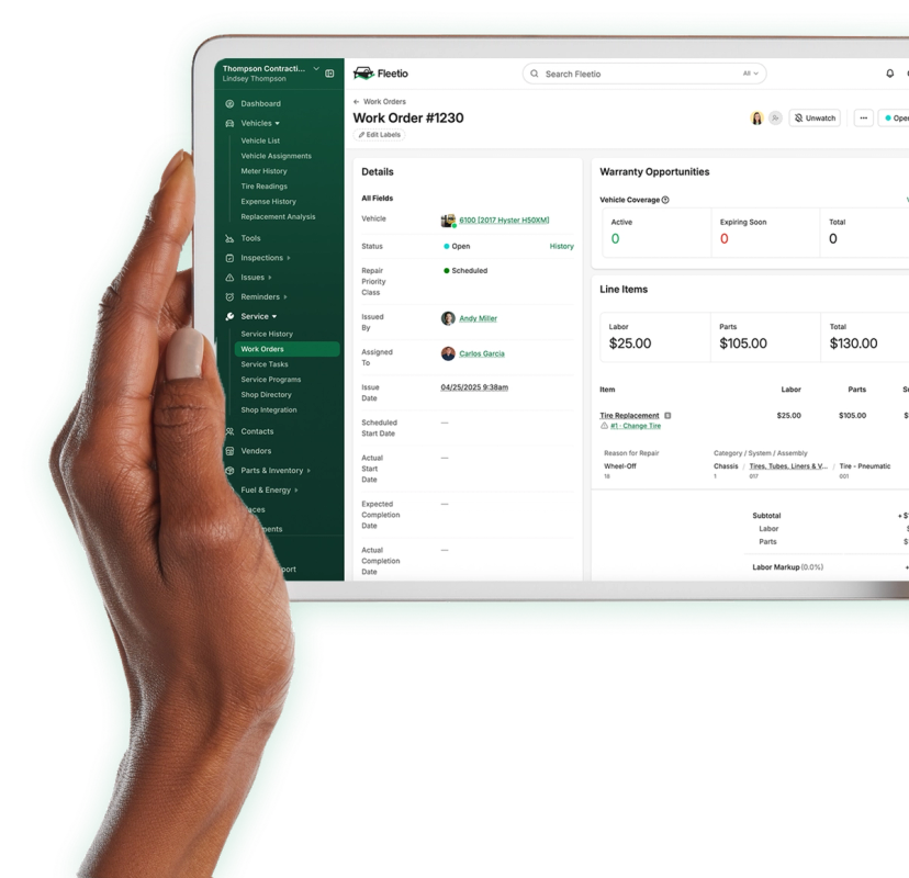 Fleetio displaying a fleet-wide cost and utilization report.