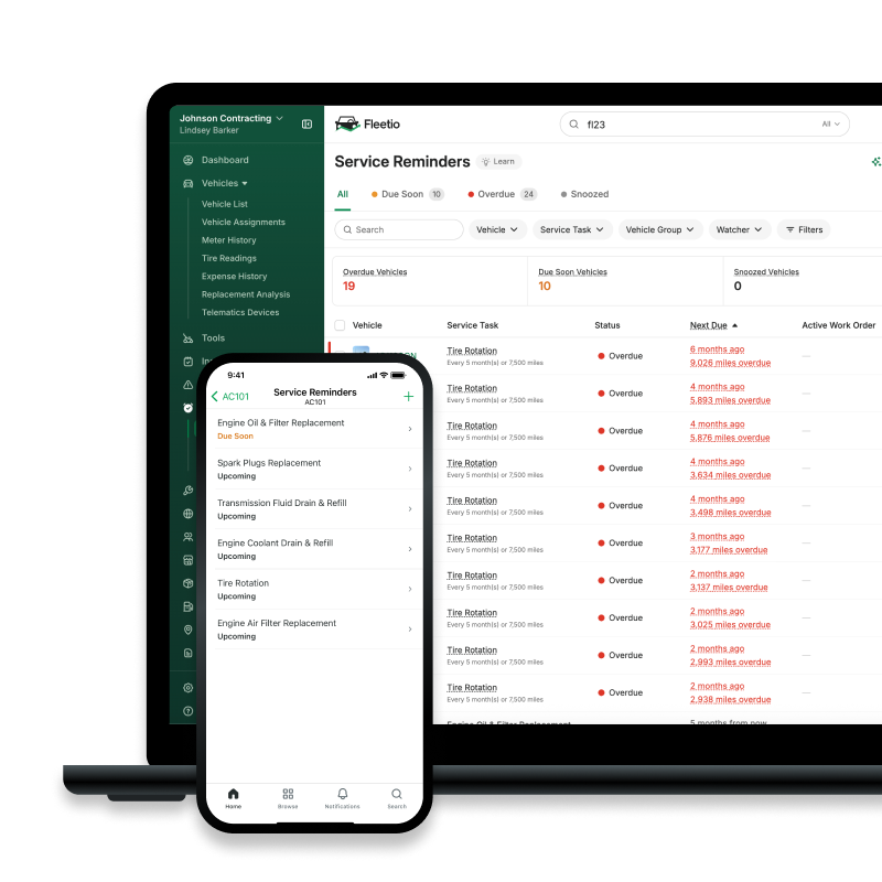 Fleet maintenance software