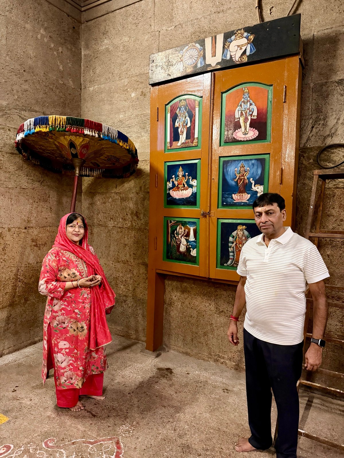 Beside the painted shrine doors