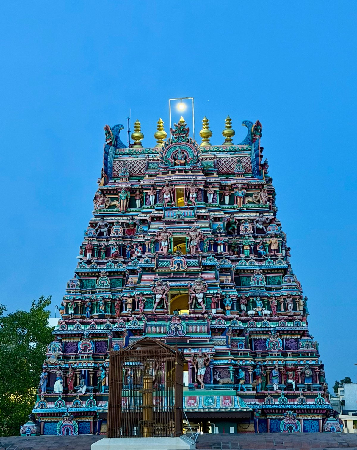 The gopuram at dusk