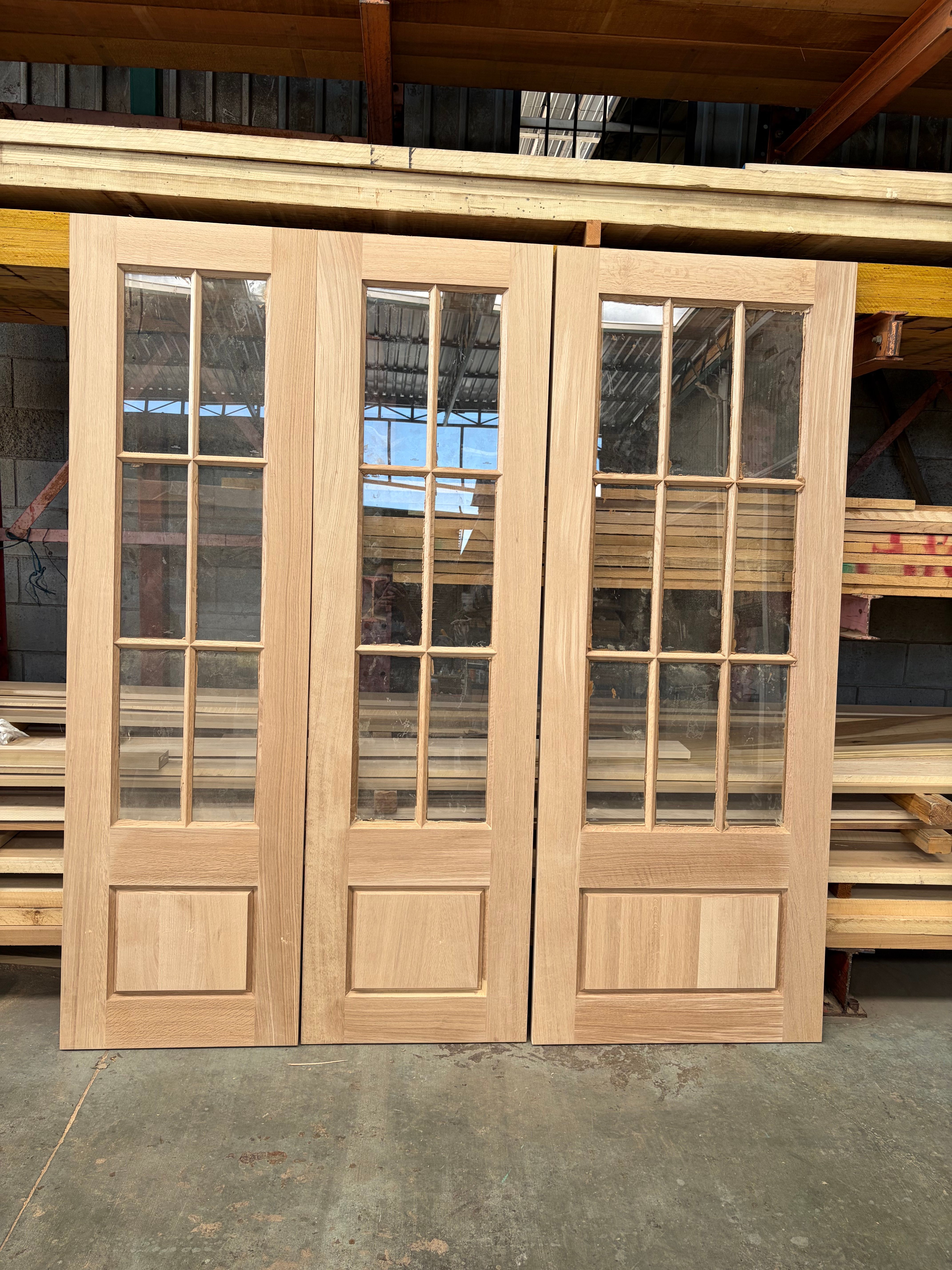 3 rift whote oak french doors