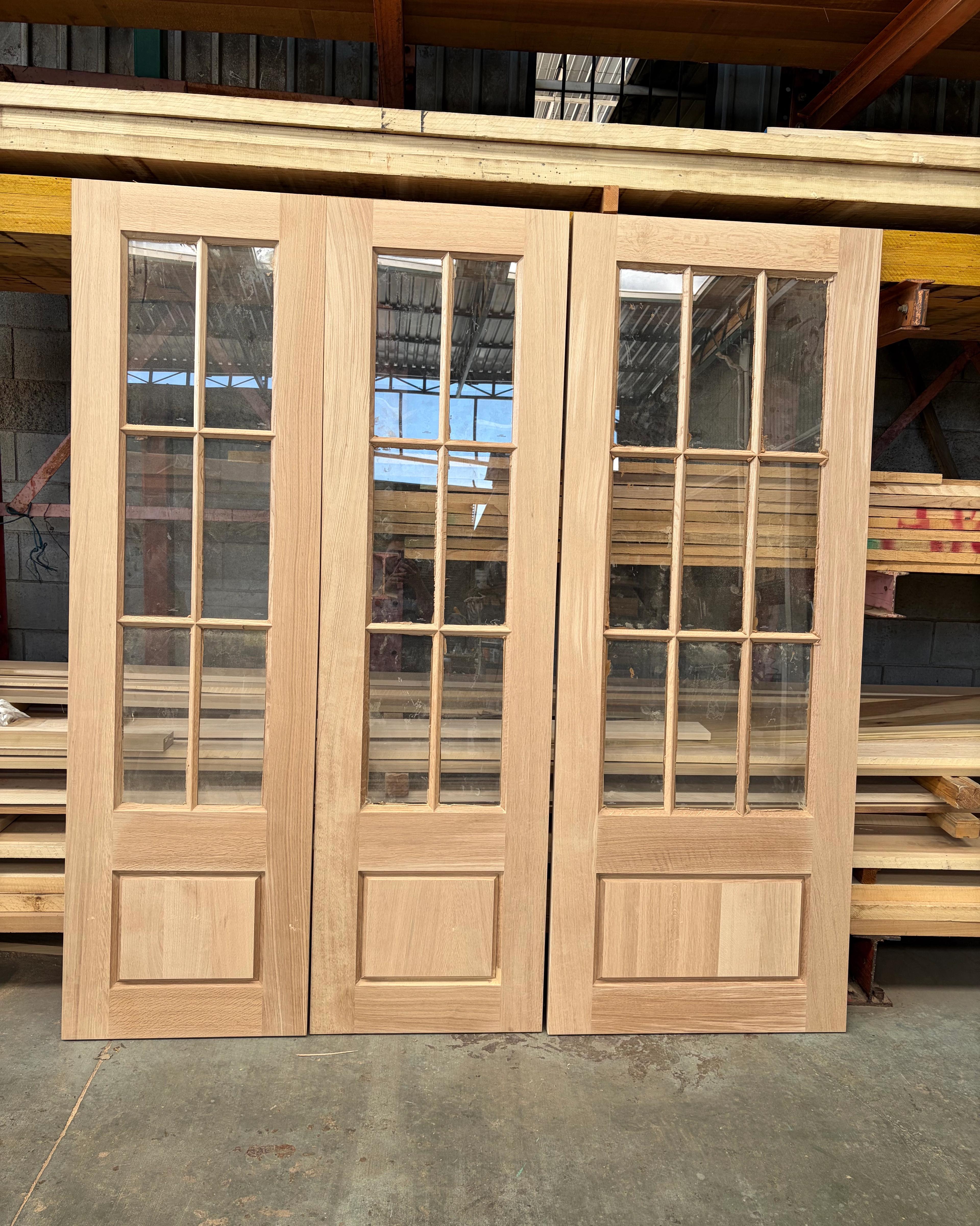 3 rift whote oak french doors
