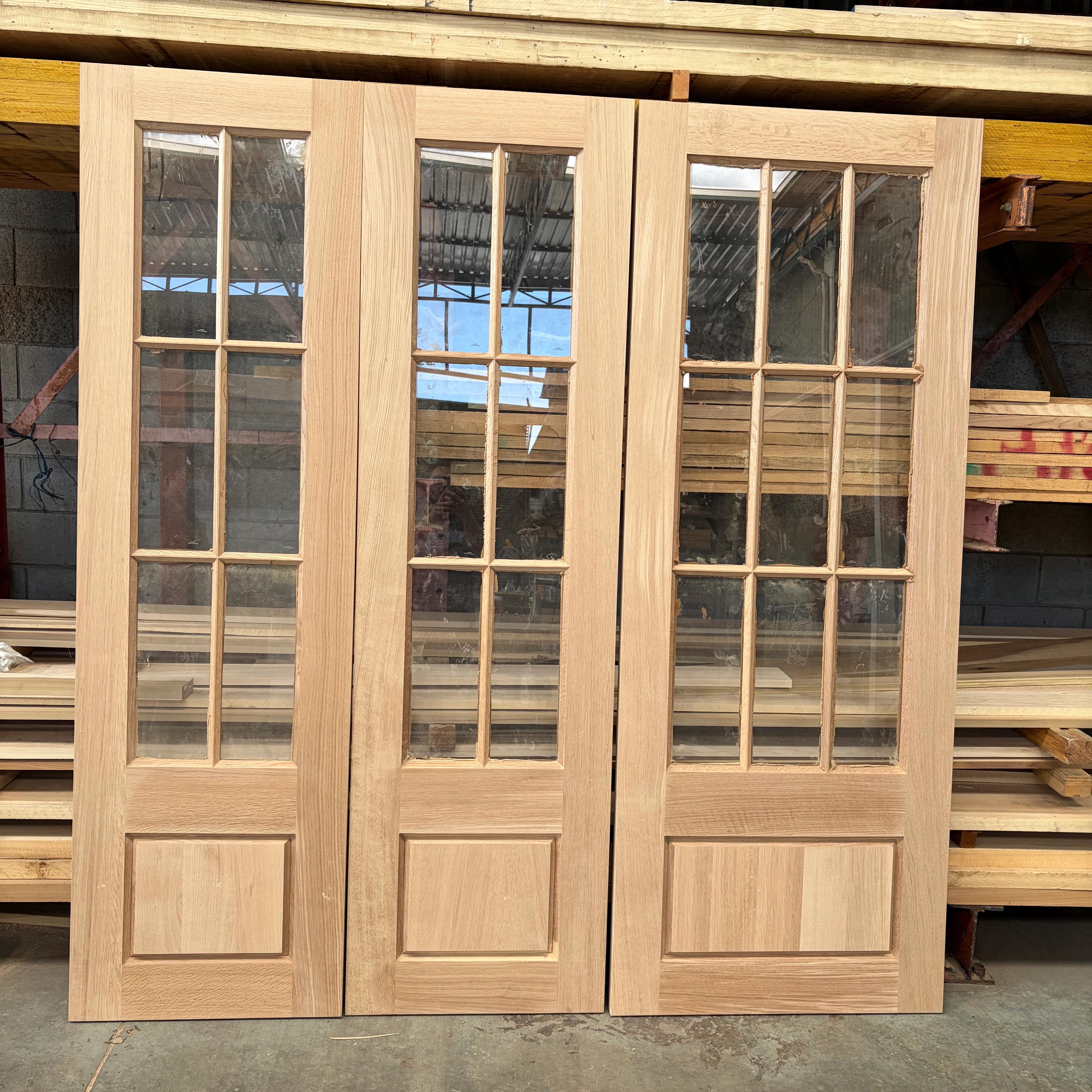 3 rift whote oak french doors