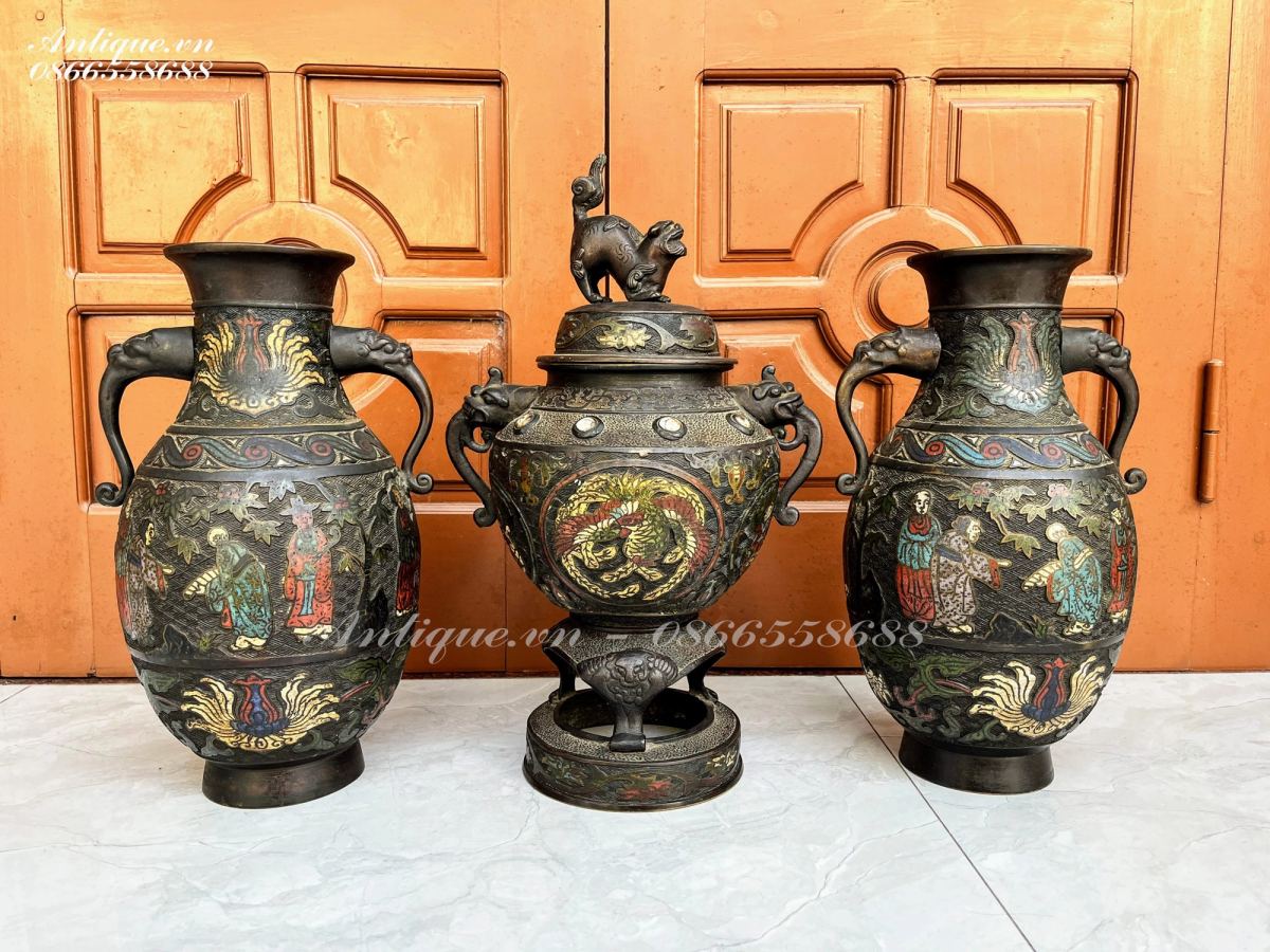 Bộ 3 món pháp lam, cao 40cm – ảnh 2