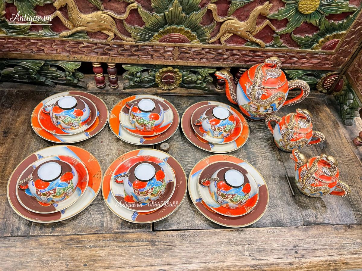 Bộ ấm trà Satsuma Nhật Bản – ảnh 1