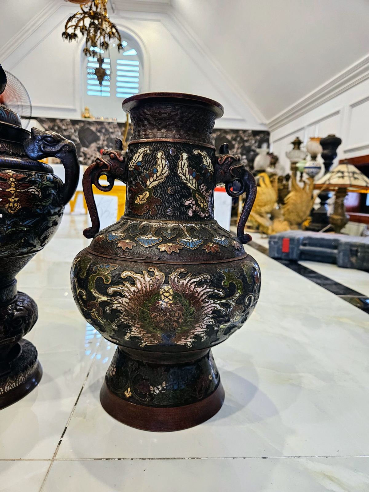 Bộ 3 món pháp lam, cao 47cm – ảnh 6