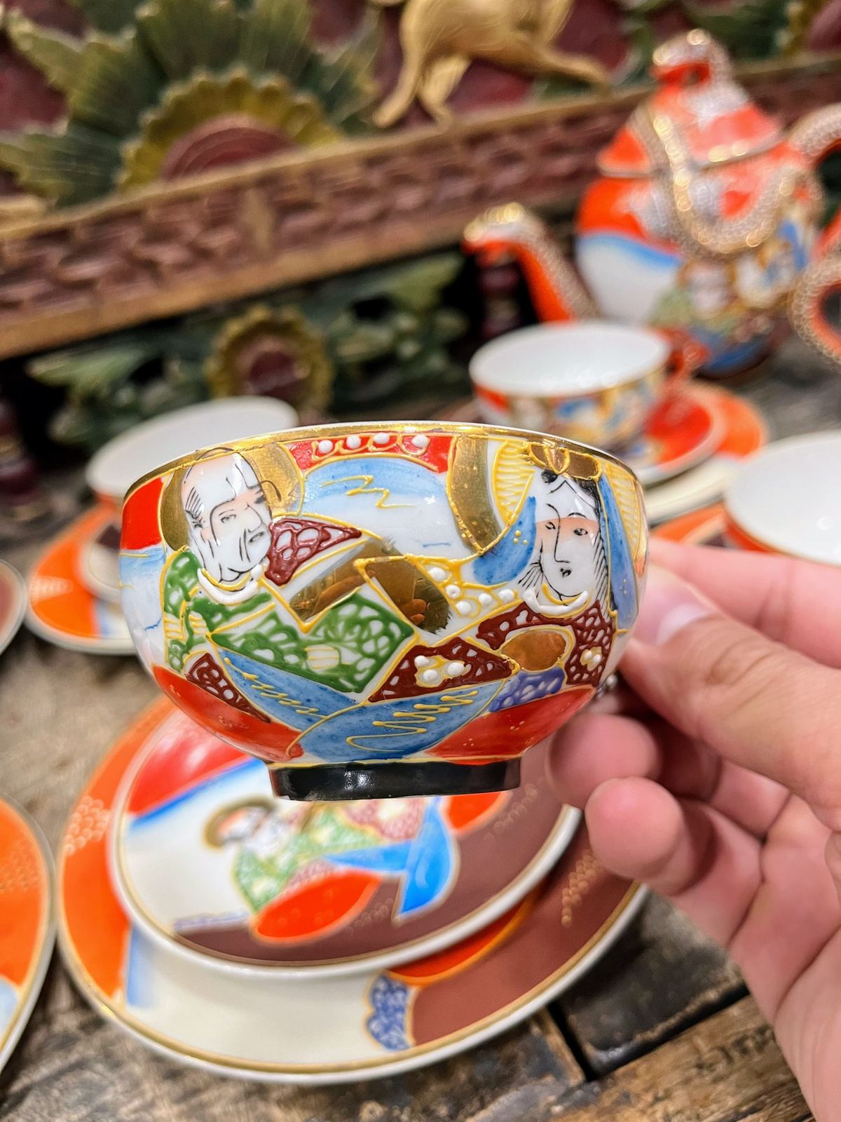 Bộ ấm trà Satsuma Nhật Bản – ảnh 9