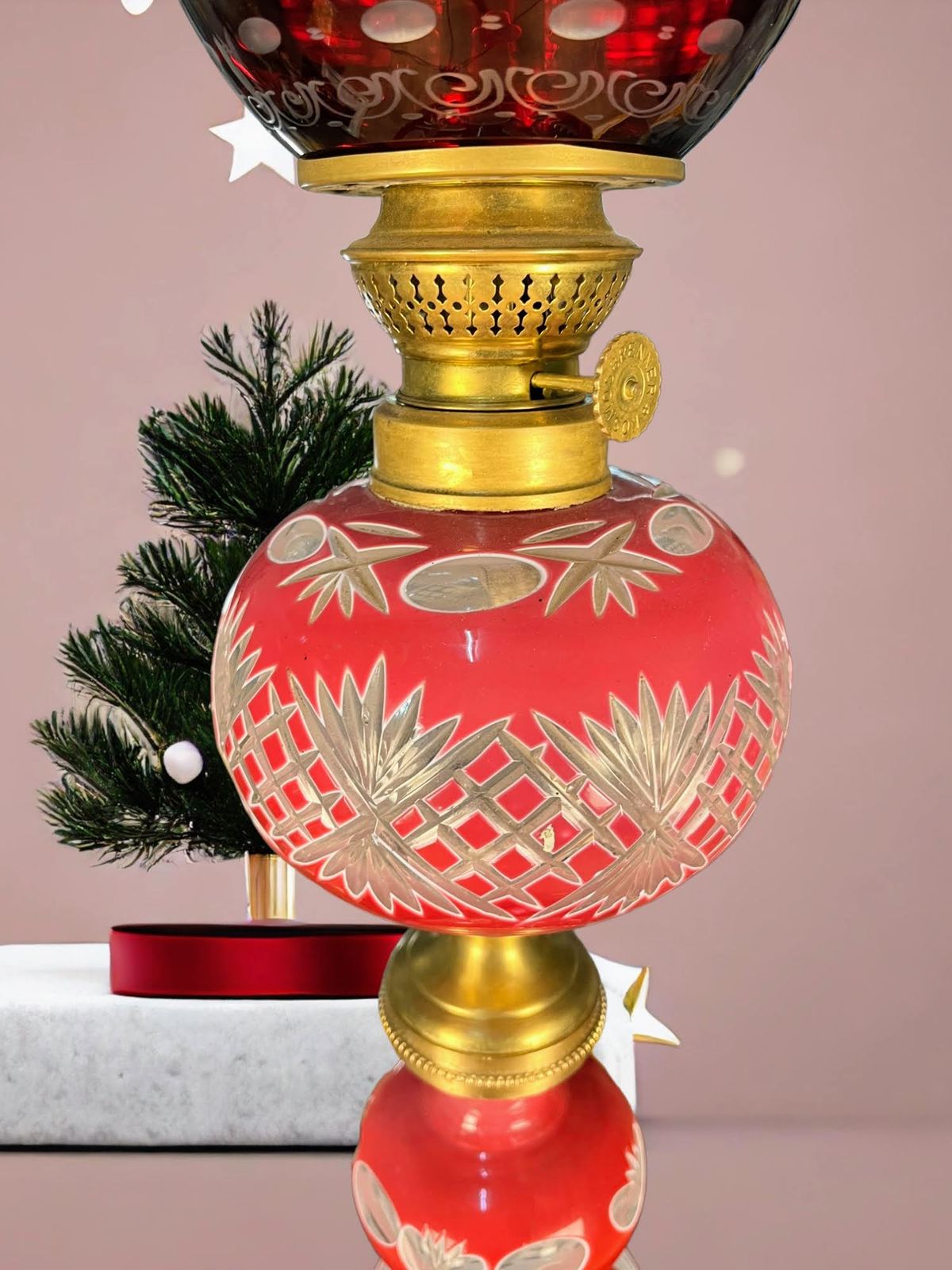 Đèn dầu pha lê Séc, cao 66.5cm – ảnh 5