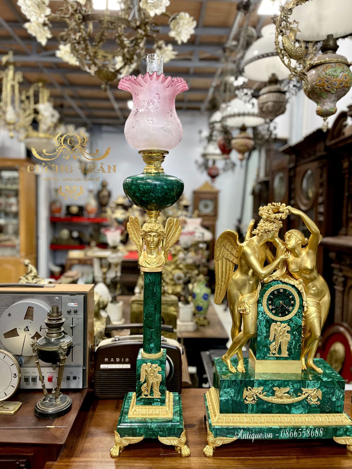 Bộ đồng hồ tượng và đèn – ảnh 7