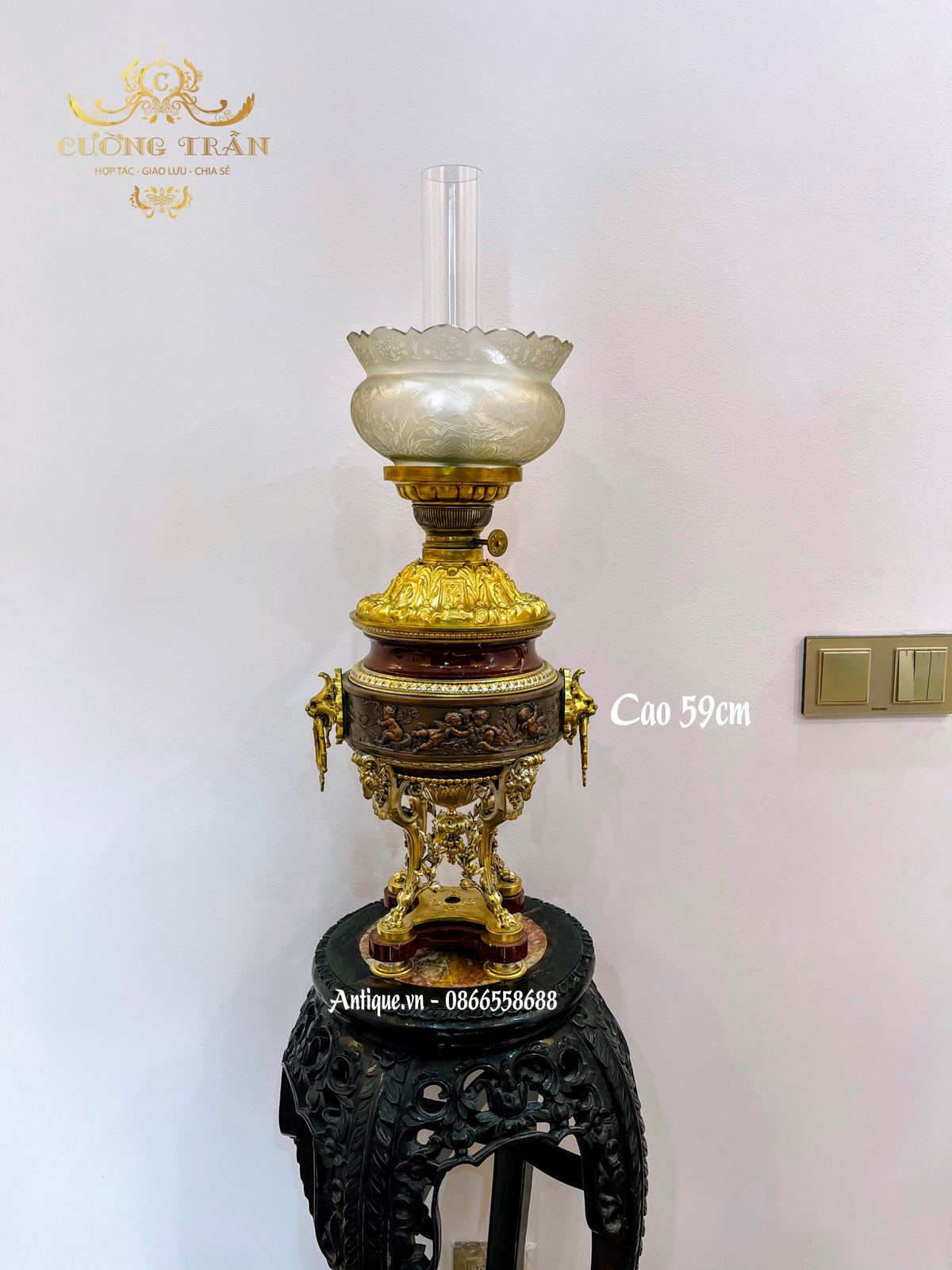 Đèn dầu Pháp, cao 69cm – ảnh 1