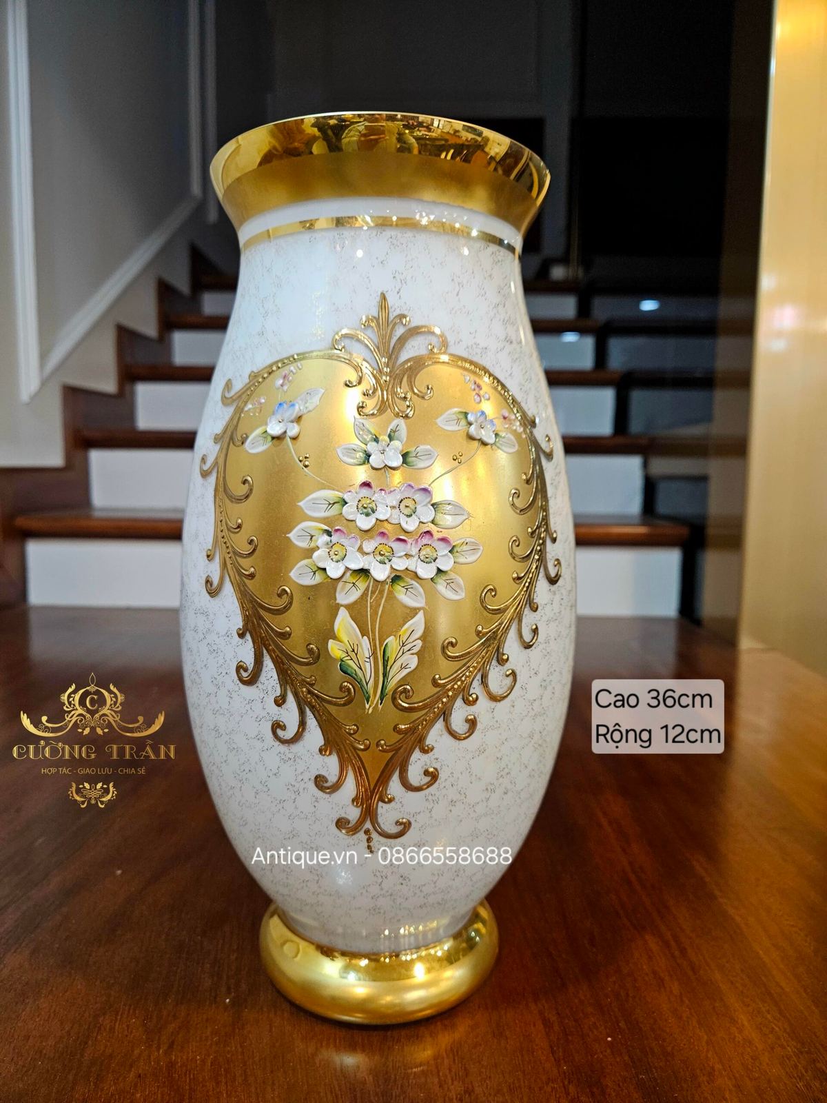 Bình hoa pha lê Tiệp Khắc, cao 36cm – ảnh 1