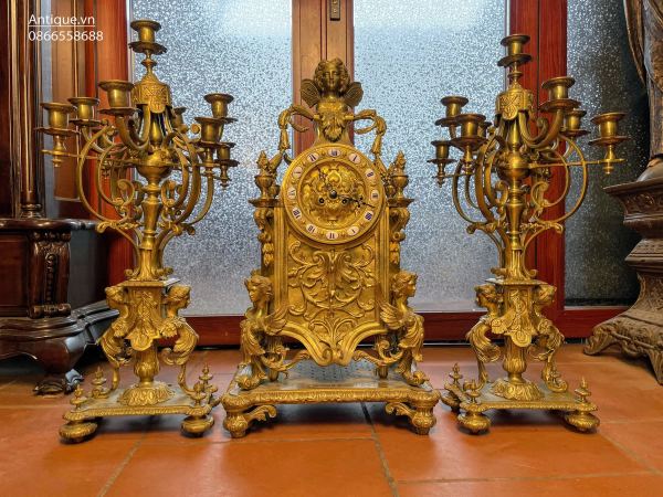 Bộ đồng hồ chân nến Pháp, cao 70cm – ảnh 1