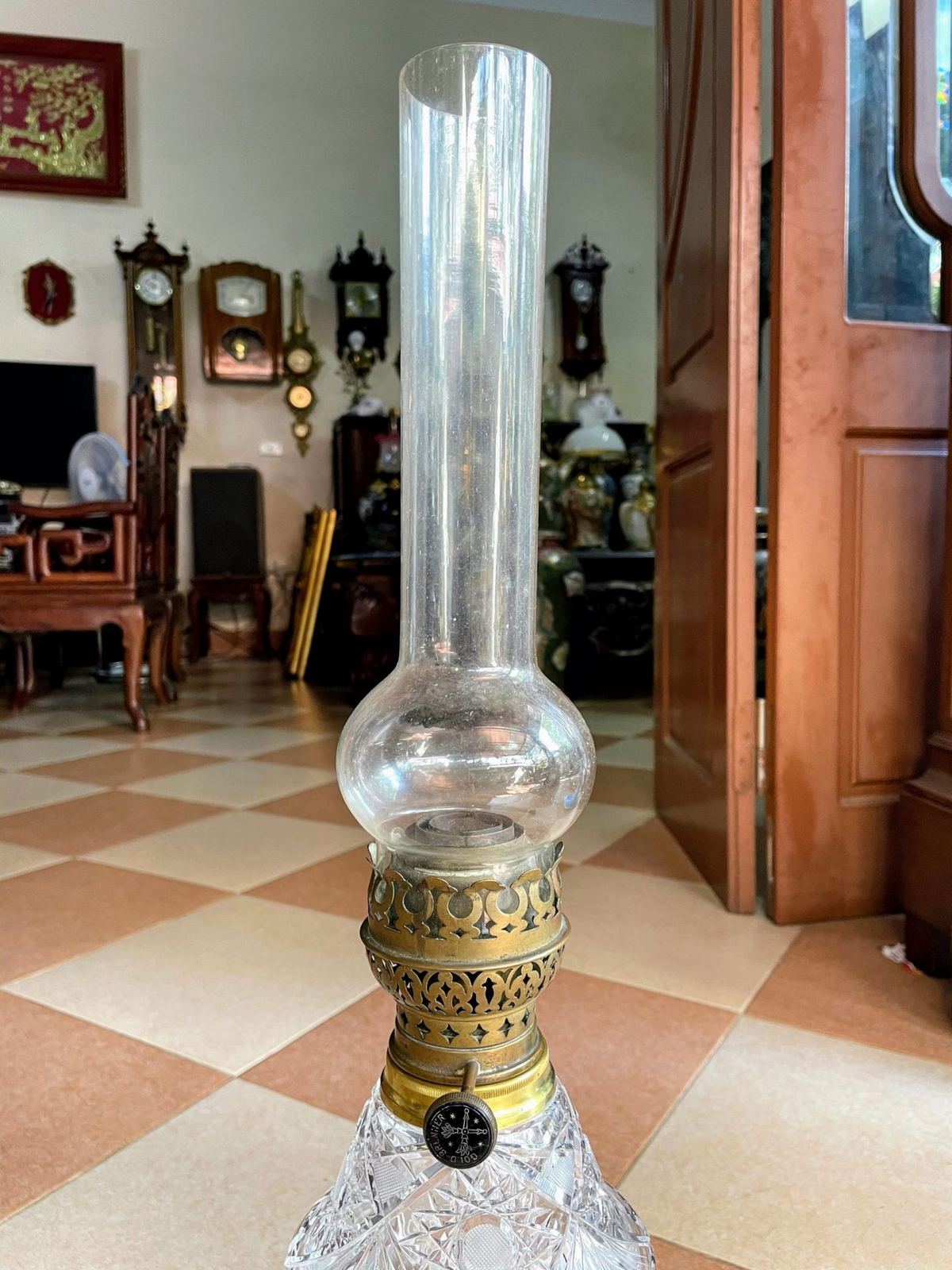 Đèn dầu pha lê Pháp, cao 69cm – ảnh 4