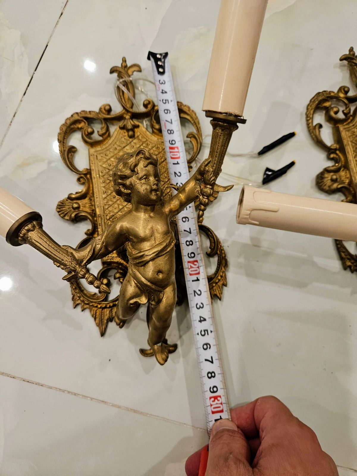Cặp đèn tường Pháp, dài 27cm – ảnh 4