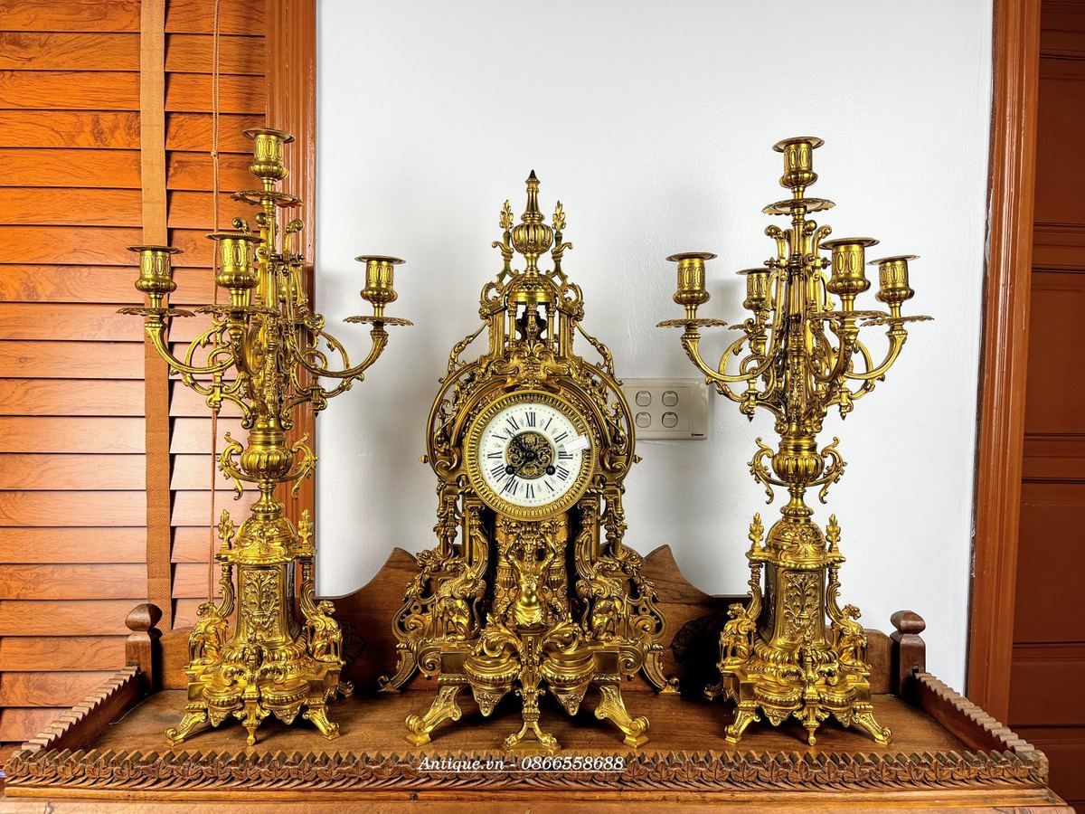 Bộ đồng hồ chân nến Pháp, cao 53cm – ảnh 2