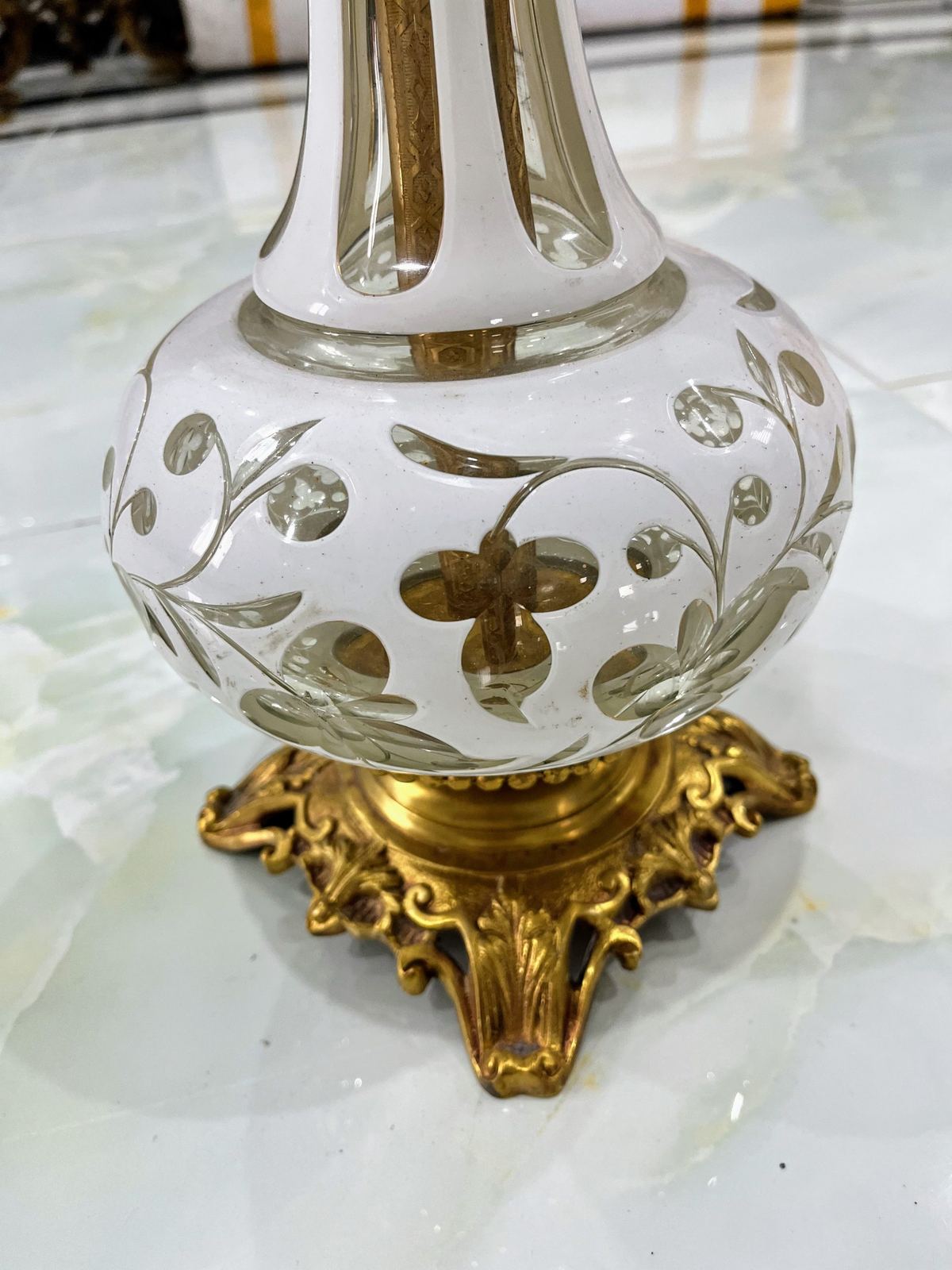 Đèn dầu pha lê Pháp, cao 75.5cm – ảnh 5