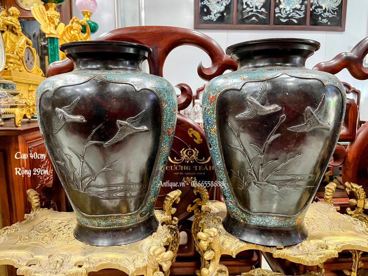Cặp bình đồng pháp lam – ảnh 2
