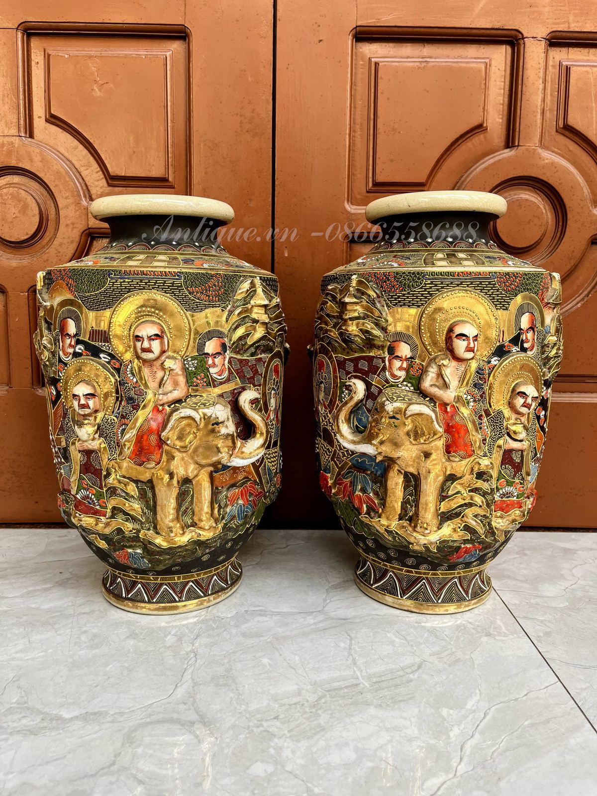 Cặp bình Satsuma Nhật – ảnh 4