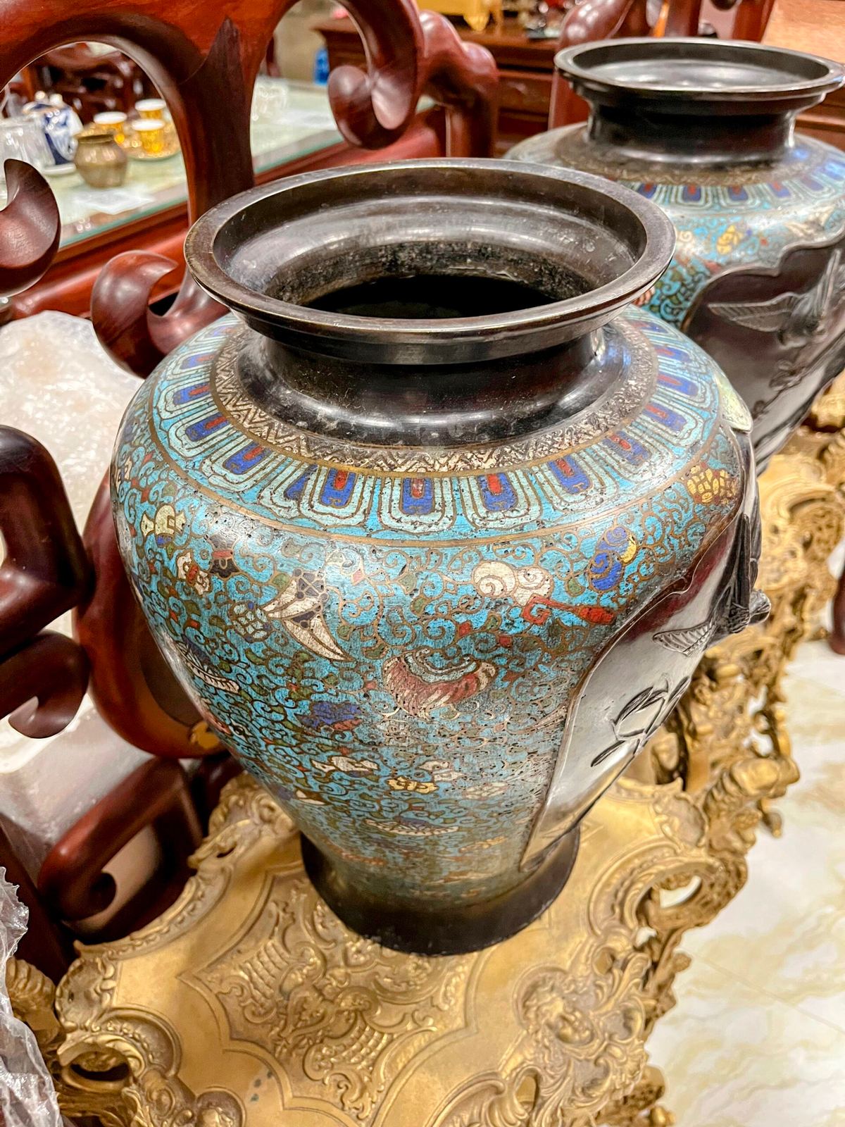 Cặp bình đồng pháp lam – ảnh 6