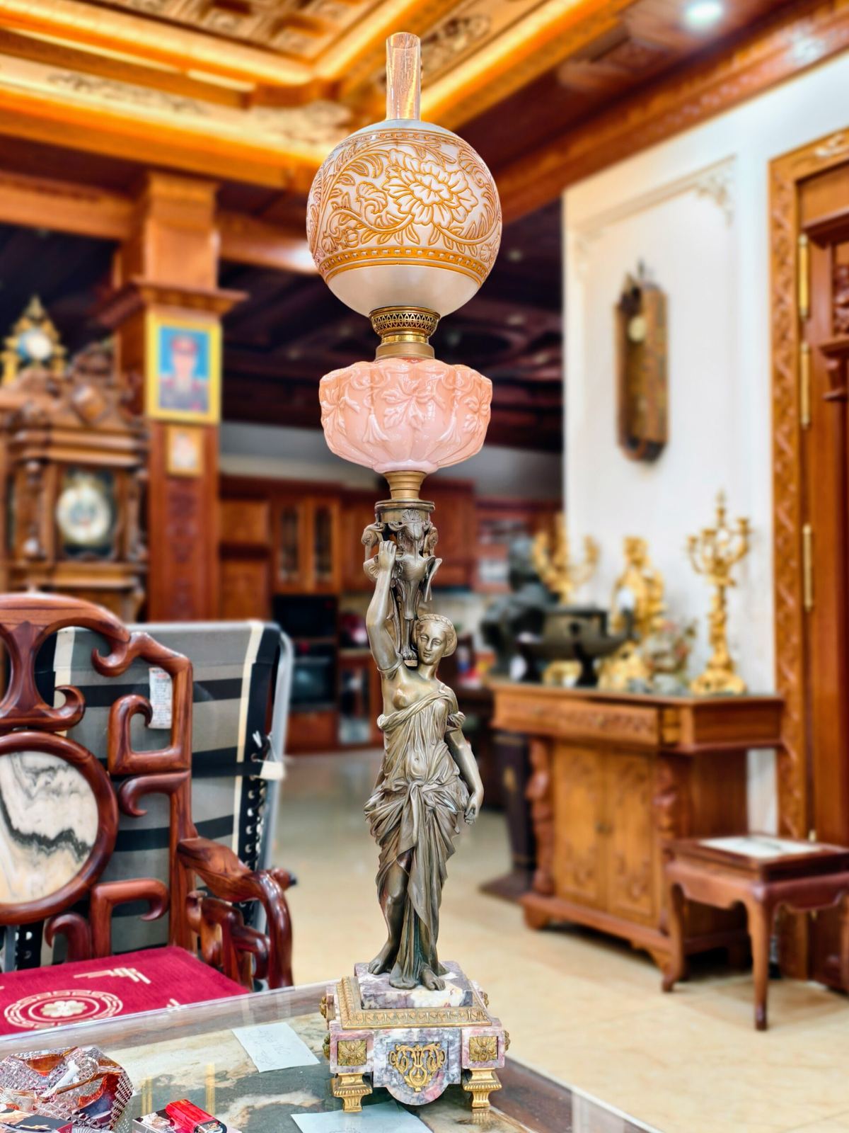 Đèn dầu tượng thiếu nữ Pháp – ảnh 2