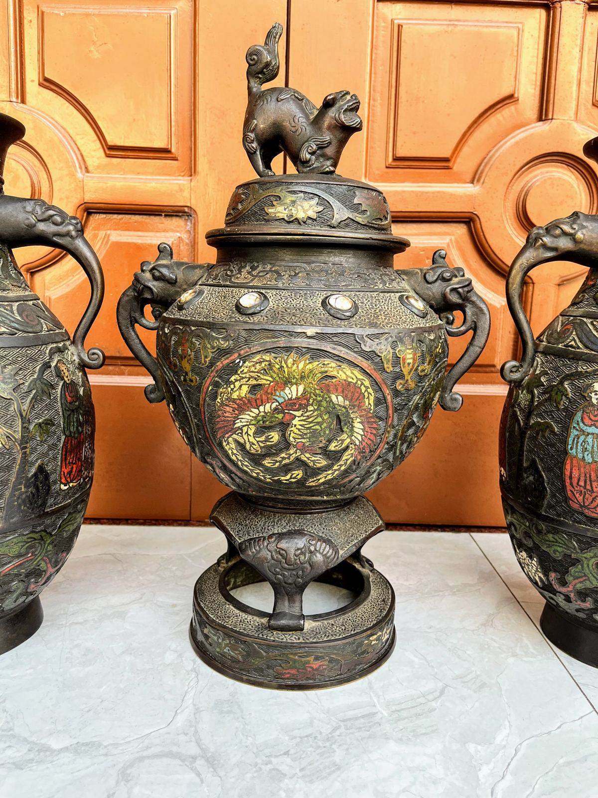Bộ 3 món pháp lam, cao 40cm – ảnh 3