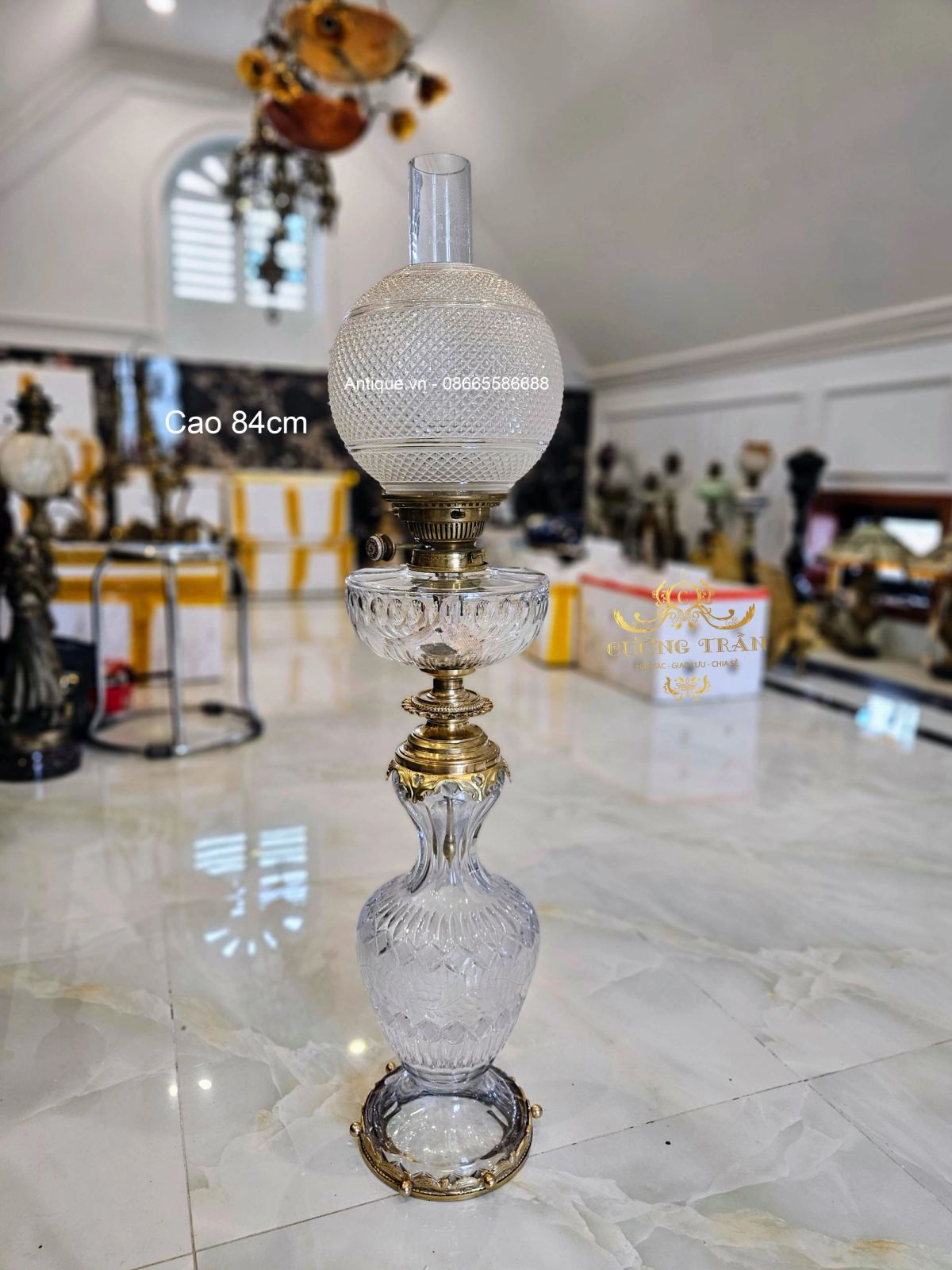 Đèn dầu pha lê, cao 84cm – ảnh 1