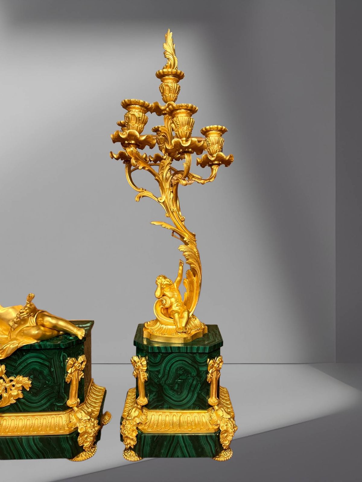 Bộ đồng hồ chân nến Pháp, cao 47cm – ảnh 6