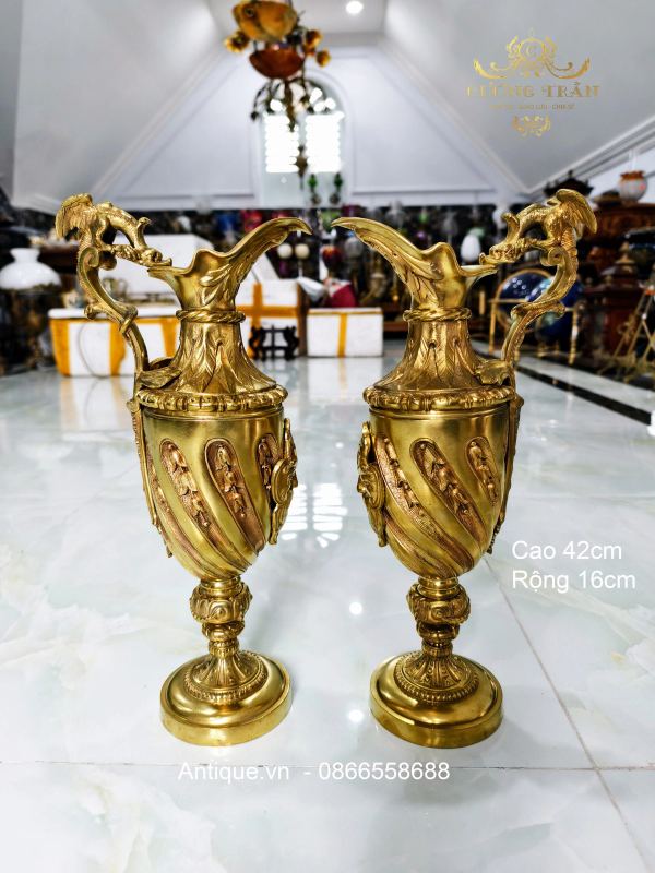 Cặp bình đồng Pháp, cao 42cm – ảnh 1