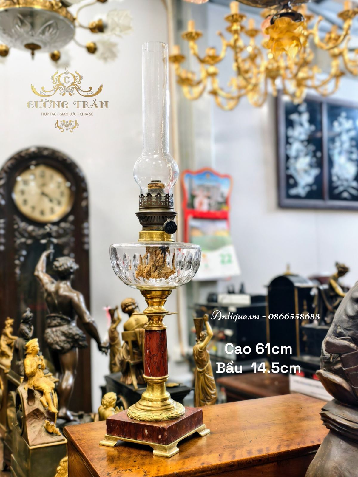 Đèn dầu Pháp, cao 61cm – ảnh 1